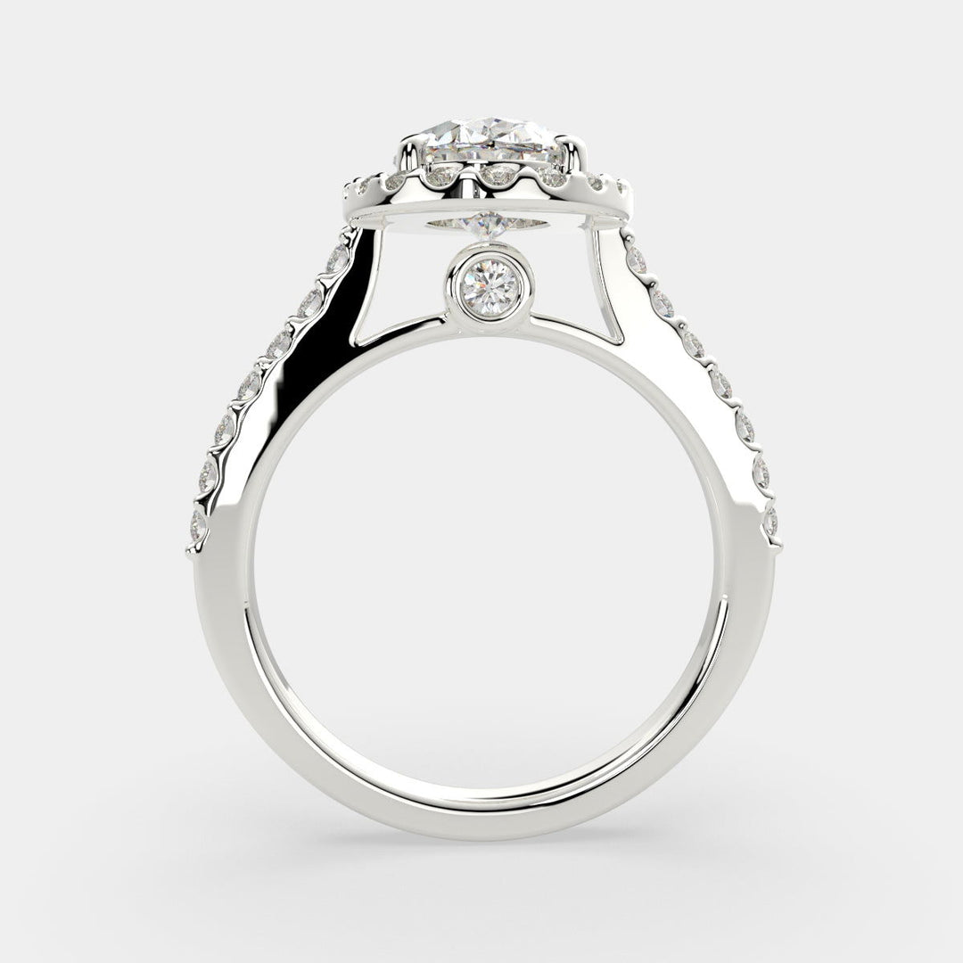 Bianca Oval Cut Halo Pave Engagement Ring Setting - Nivetta