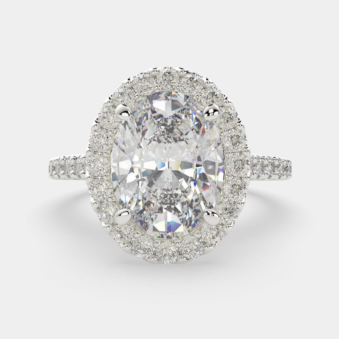 Bianca Oval Cut Halo Pave Engagement Ring Setting - Nivetta