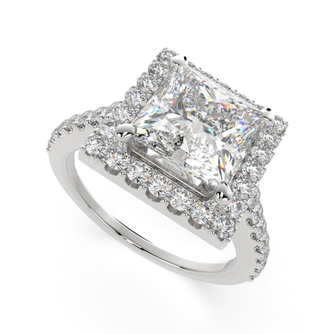 Bianca Princess Cut Halo Pave Engagement Ring Setting - Nivetta