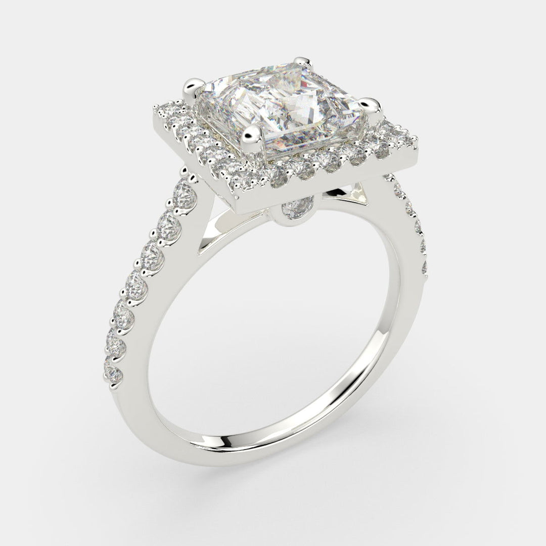 Bianca Princess Cut Halo Pave Engagement Ring Setting - Nivetta