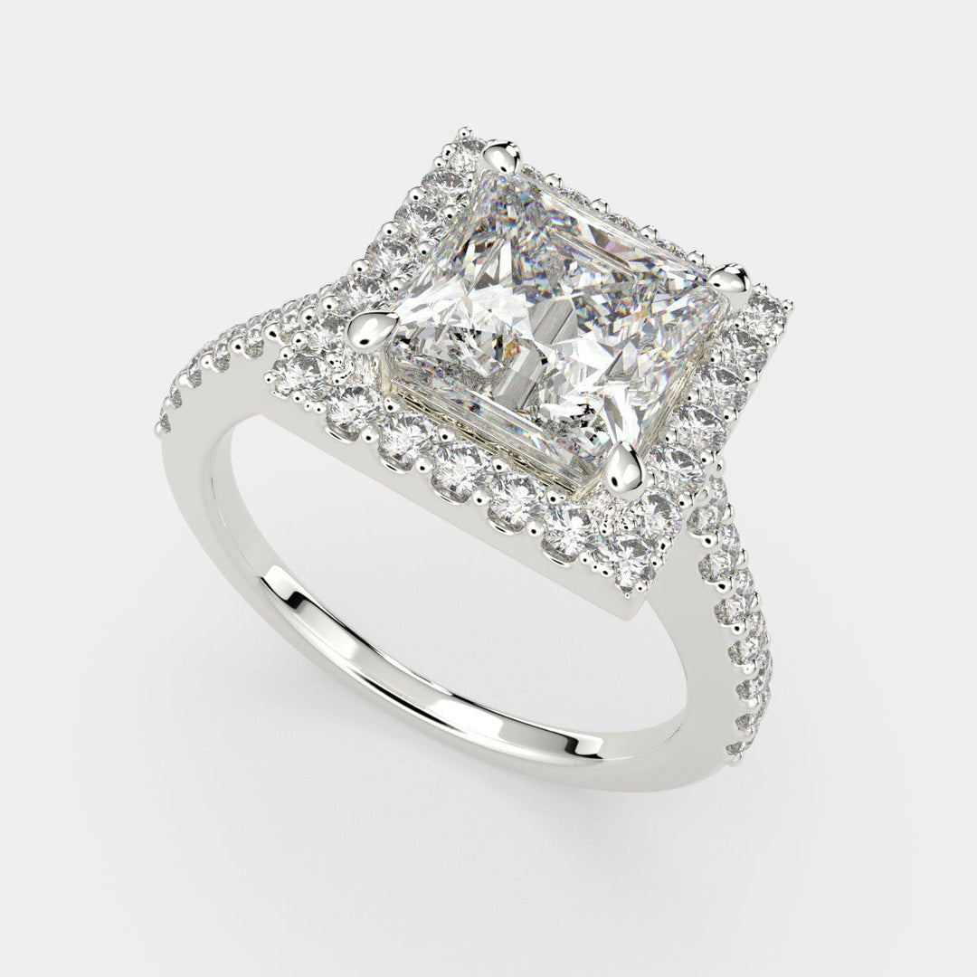 Bianca Princess Cut Halo Pave Engagement Ring Setting - Nivetta