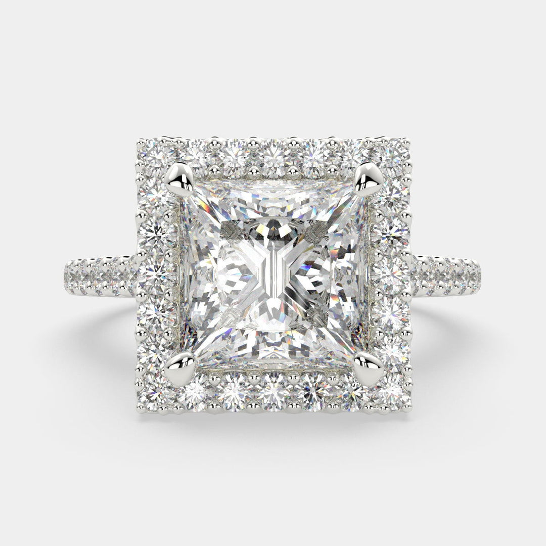 Bianca Princess Cut Halo Pave Engagement Ring Setting - Nivetta