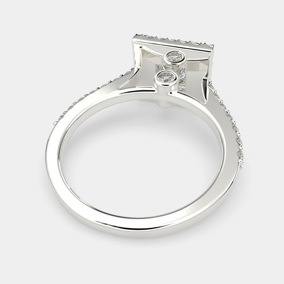 Bianca Princess Cut Halo Pave Engagement Ring Setting - Nivetta