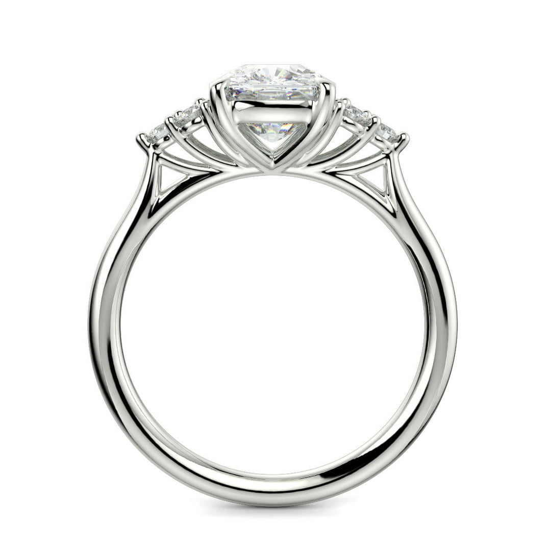 Brisa Cushion Cut Pave Cluster 4 Prong Engagement Ring Setting - Nivetta