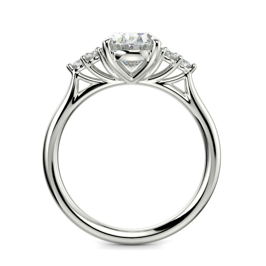 Brisa Oval Cut Pave Cluster 4 Prong Engagement Ring Setting - Nivetta