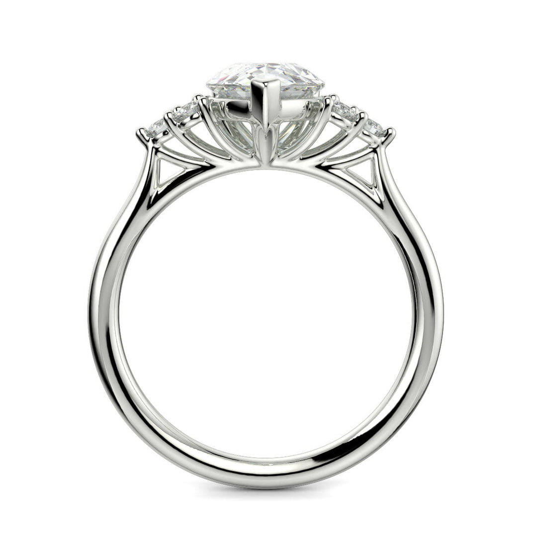 Brisa Pear Cut Pave Cluster 4 Prong Engagement Ring Setting - Nivetta