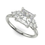 Load image into Gallery viewer, Brisa Princess Cut Pave Cluster 4 Prong Engagement Ring Setting - Nivetta