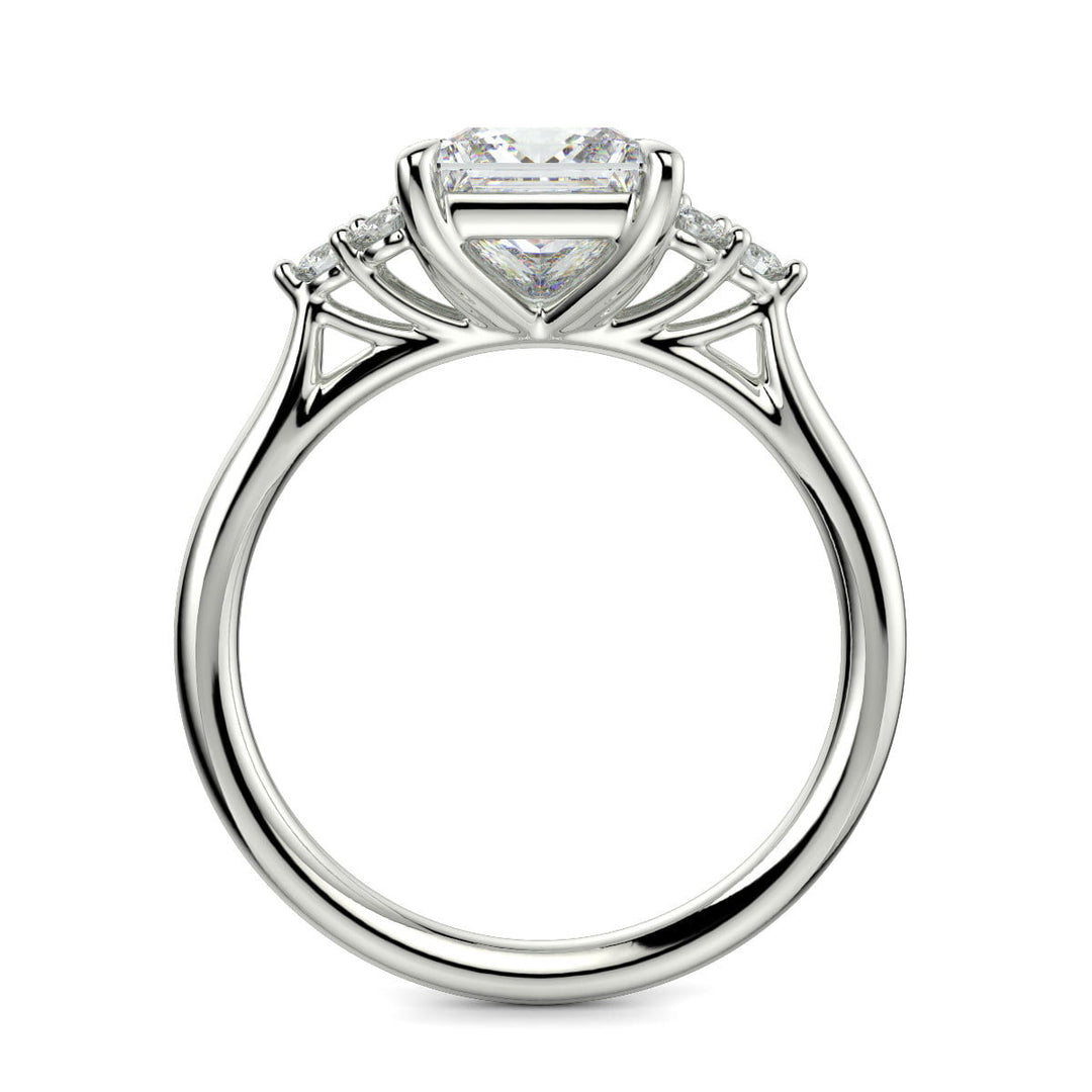 Brisa Princess Cut Pave Cluster 4 Prong Engagement Ring Setting - Nivetta