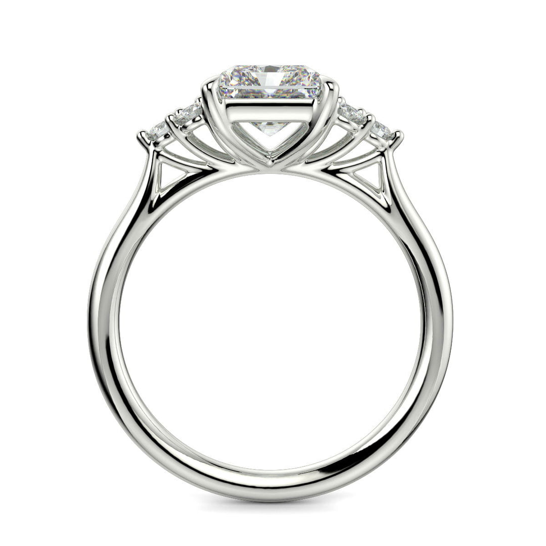 Brisa Radiant Cut Pave Cluster 4 Prong Engagement Ring Setting - Nivetta