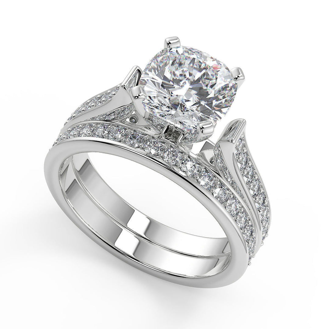 Cameron 4 Prong Pave Cushion Cut Diamond Engagement Ring - Nivetta