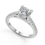 Load image into Gallery viewer, Camilla 4 Prong Cathedral Pave Cushion Cut Diamond Engagement Ring - Nivetta