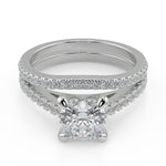 Load image into Gallery viewer, Camilla 4 Prong Cathedral Pave Cushion Cut Diamond Engagement Ring - Nivetta