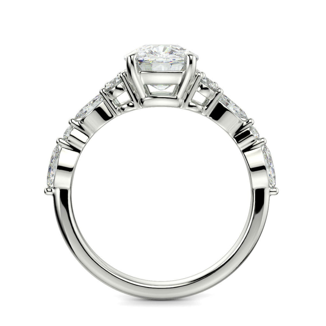 Carissa Cushion Cut Pave Shared Prong Claw Set Engagement Ring Setting - Nivetta