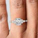 Load image into Gallery viewer, Carissa Cushion Cut Pave Shared Prong Claw Set Engagement Ring Setting - Nivetta