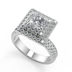 Load image into Gallery viewer, Carlee Double Halo Pave Gala Cushion Cut Diamond Engagement Ring - Nivetta