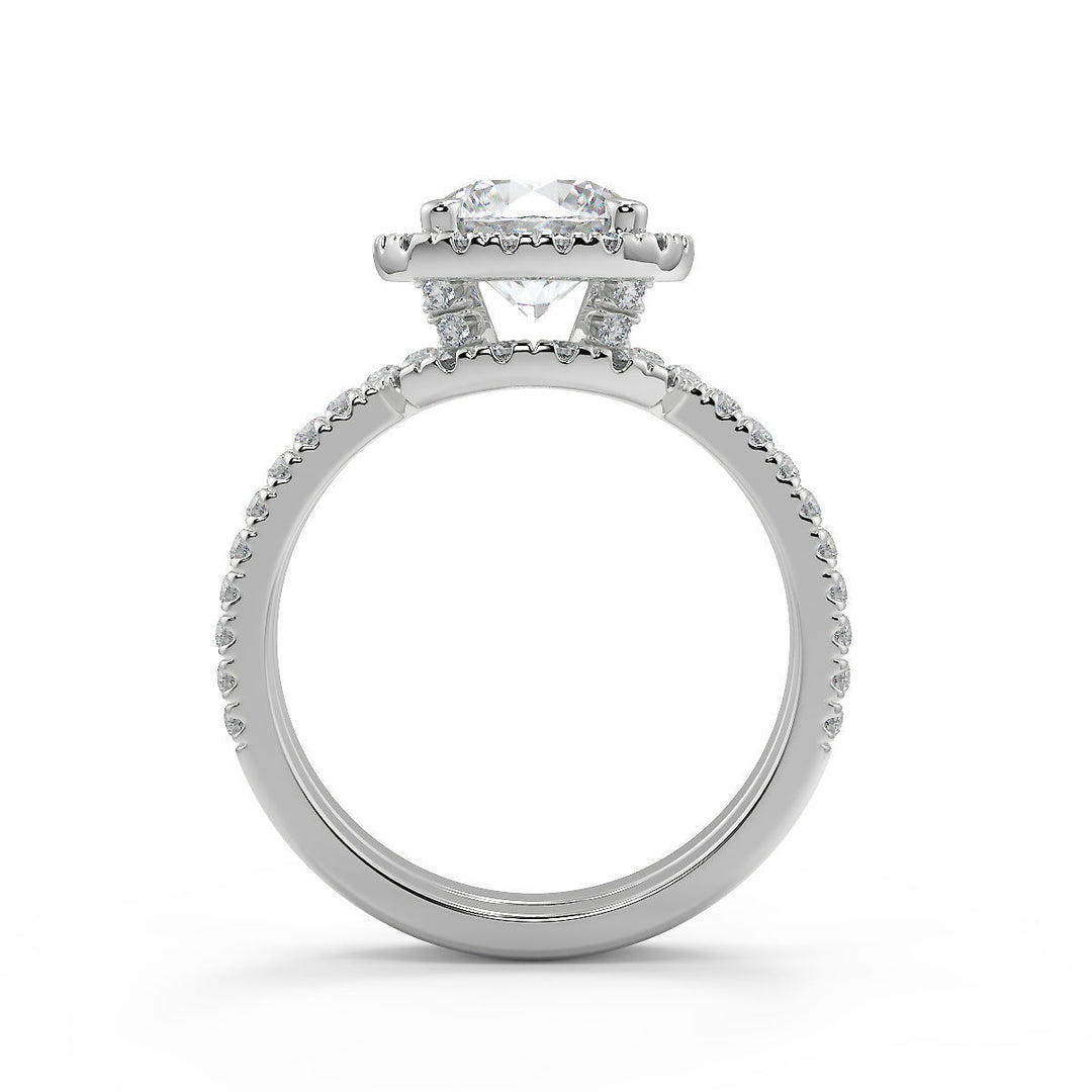 Carmen Micro Pave Halo Round Cut Diamond Engagement Ring - Nivetta
