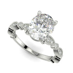 Load image into Gallery viewer, Caroline Oval Cut Pave Art Deco 4 Prong Claw Set Engagement Ring Setting - Nivetta