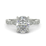 Load image into Gallery viewer, Caroline Oval Cut Pave Art Deco 4 Prong Claw Set Engagement Ring Setting - Nivetta