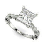 Load image into Gallery viewer, Caroline Princess Cut Pave Art Deco 4 Prong Claw Set Engagement Ring Setting - Nivetta