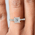 Load image into Gallery viewer, Caroline Princess Cut Pave Art Deco 4 Prong Claw Set Engagement Ring Setting - Nivetta