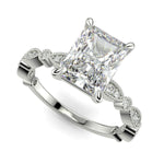 Load image into Gallery viewer, Caroline Radiant Cut Pave Art Deco 4 Prong Claw Set Engagement Ring Setting - Nivetta