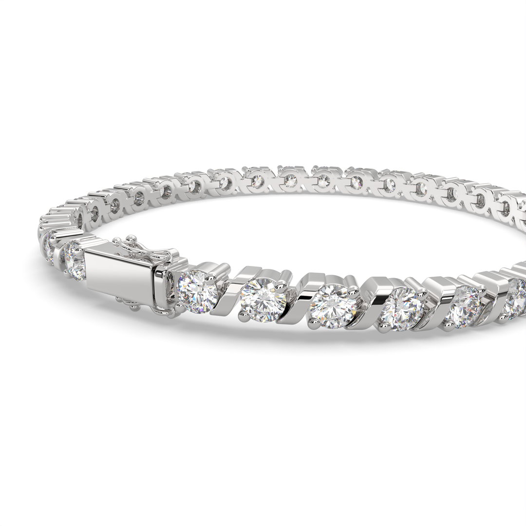 Cassiopeia Round Cut Diamond Tennis Bracelet S-Link (6 ctw) - Nivetta