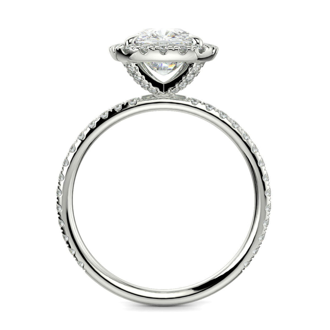 Catalina Cushion Cut Pave Halo 4 Prong Claw Set Engagement Ring - Nivetta