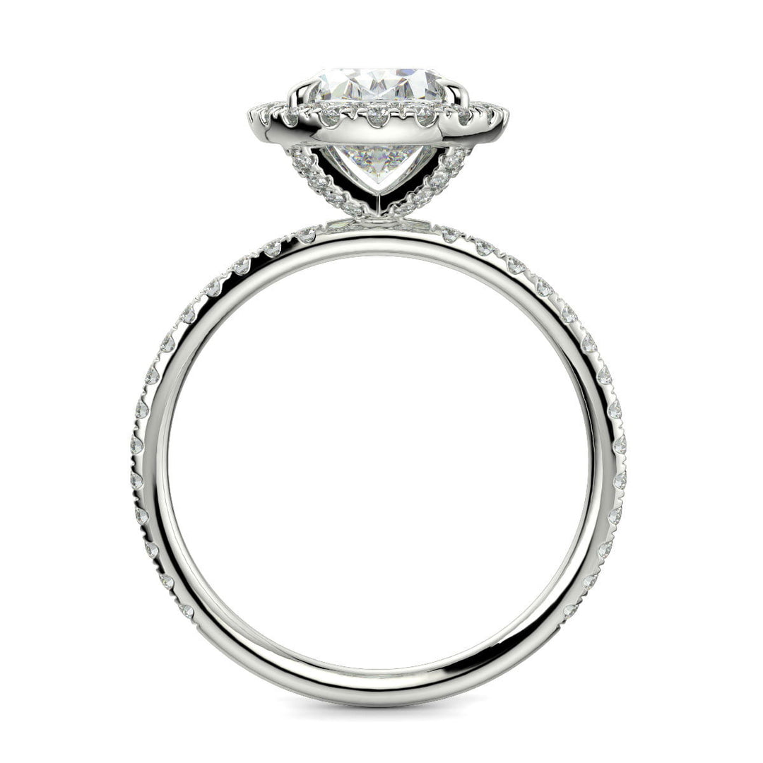 Catalina Oval Cut Pave Halo 4 Prong Claw Set Engagement Ring - Nivetta