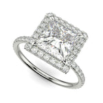 Load image into Gallery viewer, Catalina Princess Pave Halo 4 Prong Claw Set Engagement Ring - Nivetta