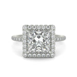 Load image into Gallery viewer, Catalina Princess Pave Halo 4 Prong Claw Set Engagement Ring - Nivetta