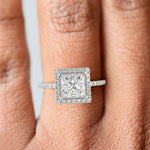 Load image into Gallery viewer, Catalina Princess Pave Halo 4 Prong Claw Set Engagement Ring - Nivetta