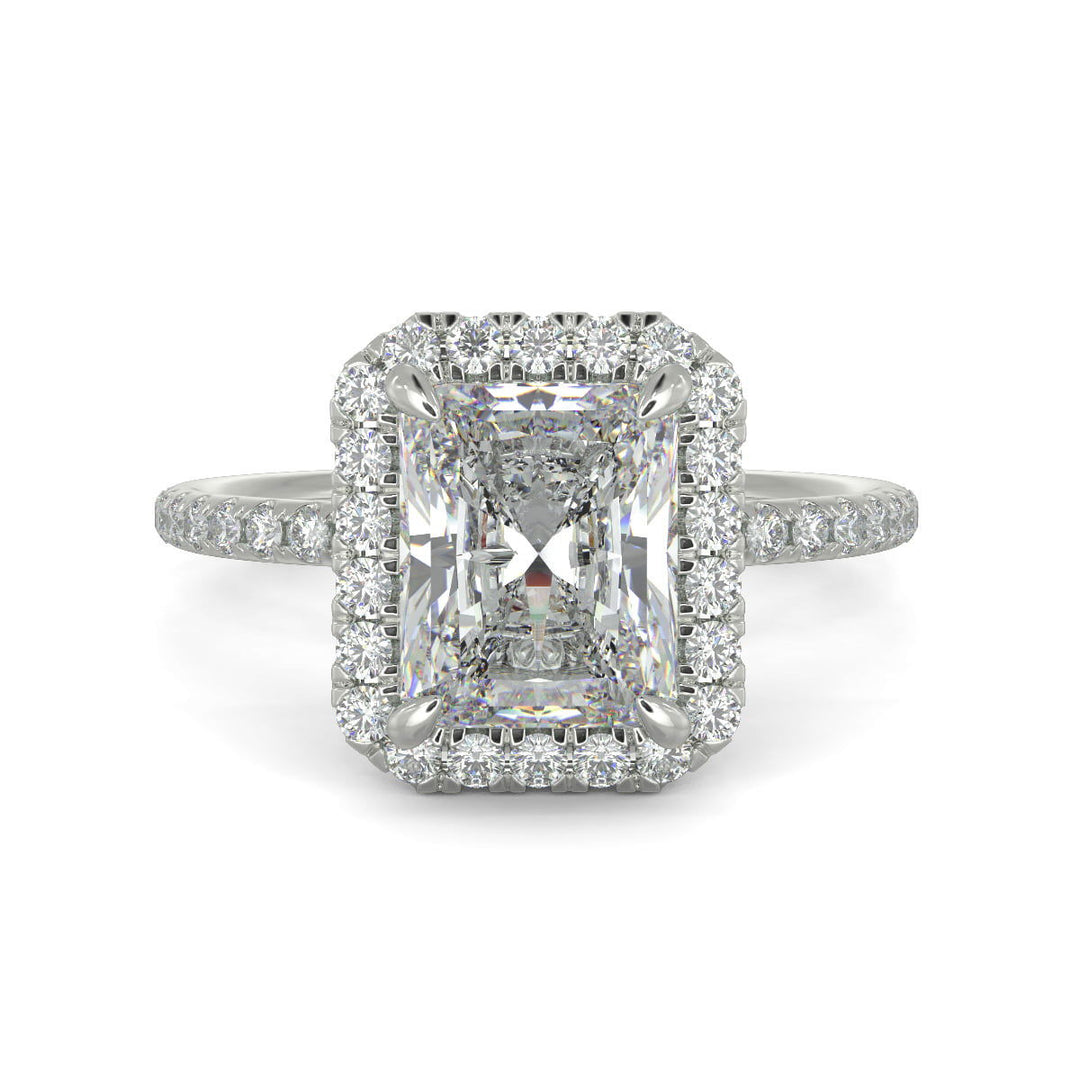 Catalina Radiant Cut Halo 4 Prong Claw Set Engagement Ring - Nivetta
