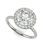 Load image into Gallery viewer, Catalina Round Cut Pave Halo 4 Prong Claw Set Engagement Ring - Nivetta