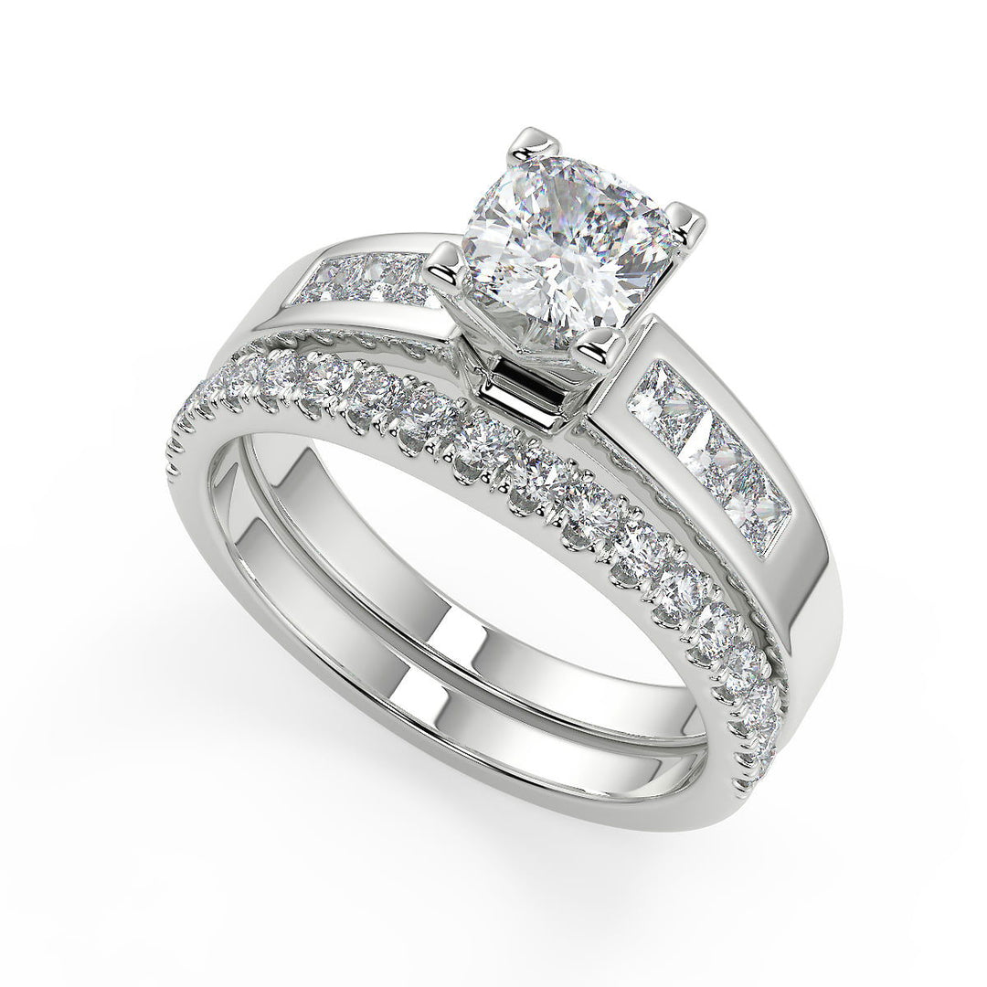 Catherine 4 Prong Channel Set Cushion Cut Engagement Ring - Nivetta