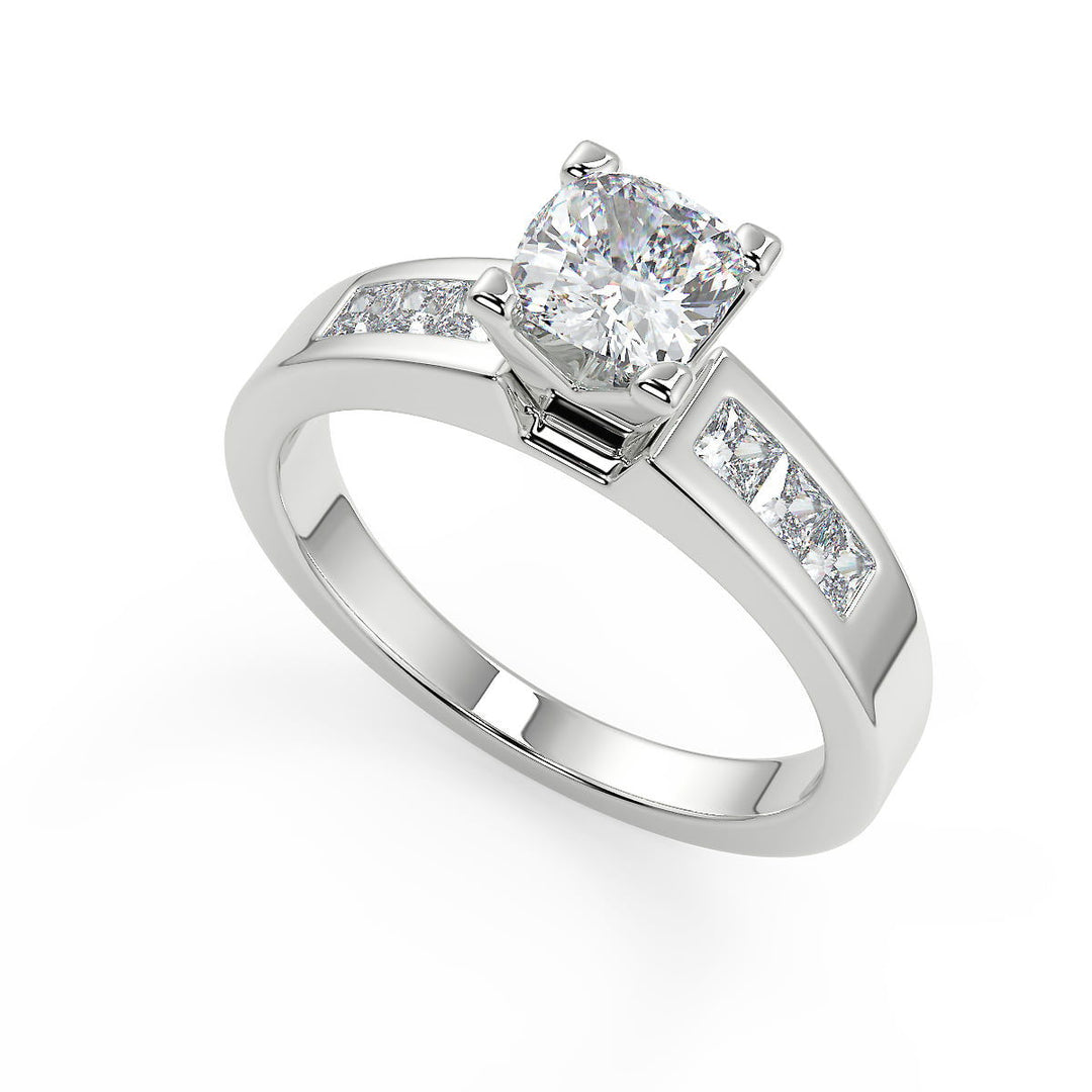 Catherine 4 Prong Channel Set Cushion Cut Engagement Ring - Nivetta