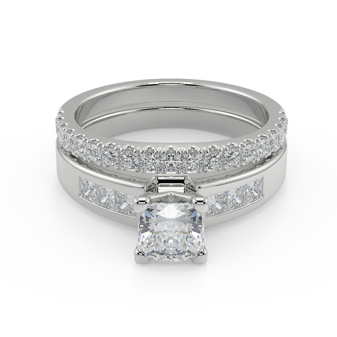 Catherine 4 Prong Channel Set Cushion Cut Engagement Ring - Nivetta