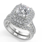 Load image into Gallery viewer, Cecelia Double Halo Pave Cushion Cut Diamond Engagement Ring - Nivetta
