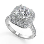 Load image into Gallery viewer, Cecelia Double Halo Pave Cushion Cut Diamond Engagement Ring - Nivetta