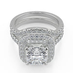 Load image into Gallery viewer, Cecelia Double Halo Pave Cushion Cut Diamond Engagement Ring - Nivetta