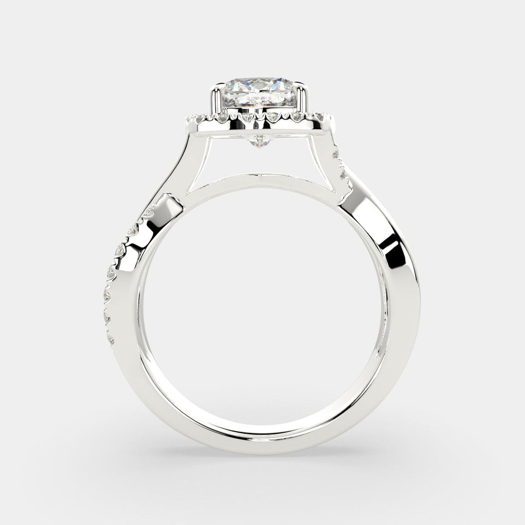 Celestina Cushion Cut Halo Pave Split Shank Engagement Ring Setting - Nivetta