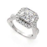 Load image into Gallery viewer, Celestina Emerald Cut Halo Pave Split Shank Engagement Ring Setting - Nivetta