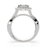 Load image into Gallery viewer, Celestina Emerald Cut Halo Pave Split Shank Engagement Ring Setting - Nivetta