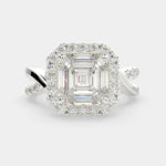Load image into Gallery viewer, Celestina Emerald Cut Halo Pave Split Shank Engagement Ring Setting - Nivetta
