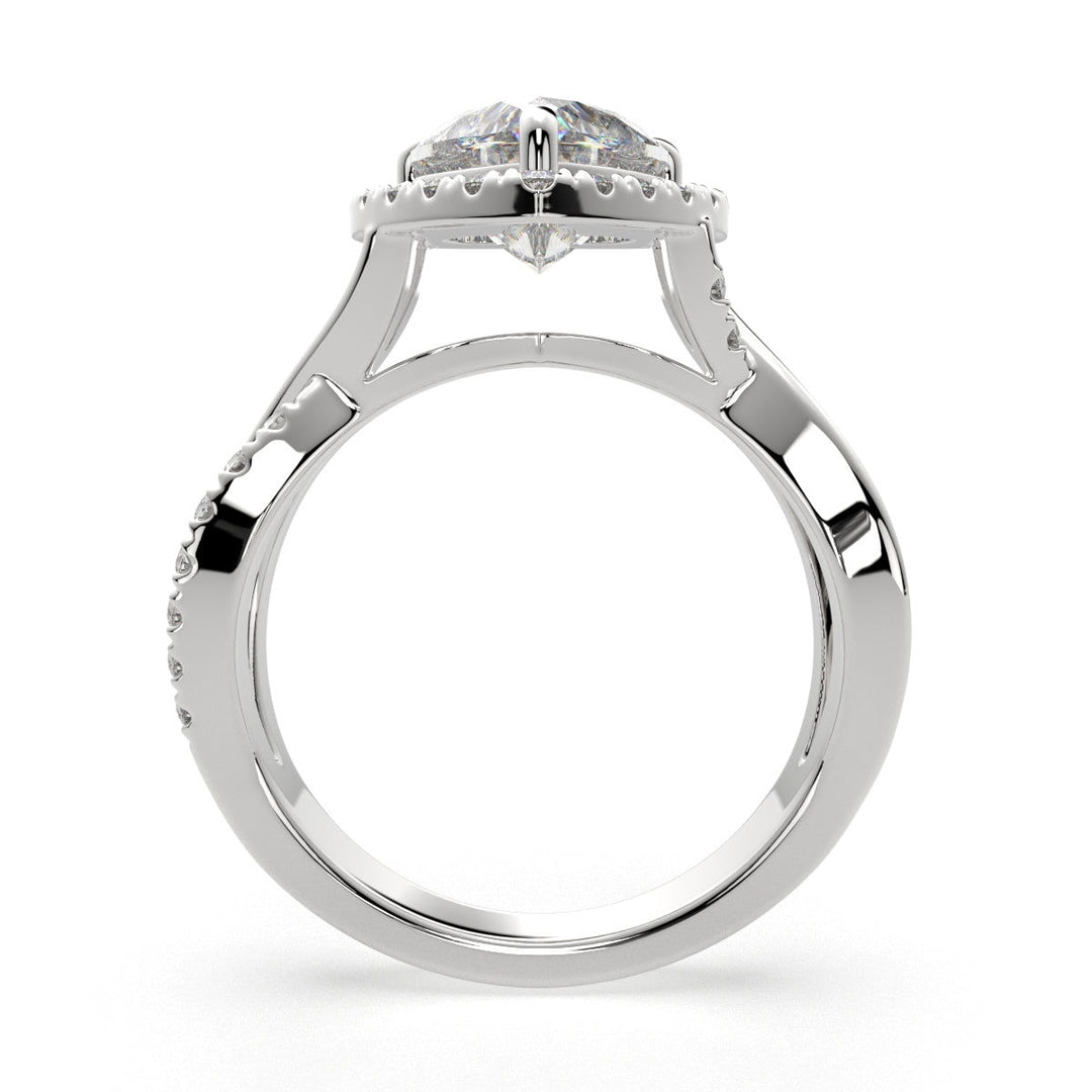 Celestina Heart Cut Halo Pave Split Shank Engagement Ring Setting - Nivetta