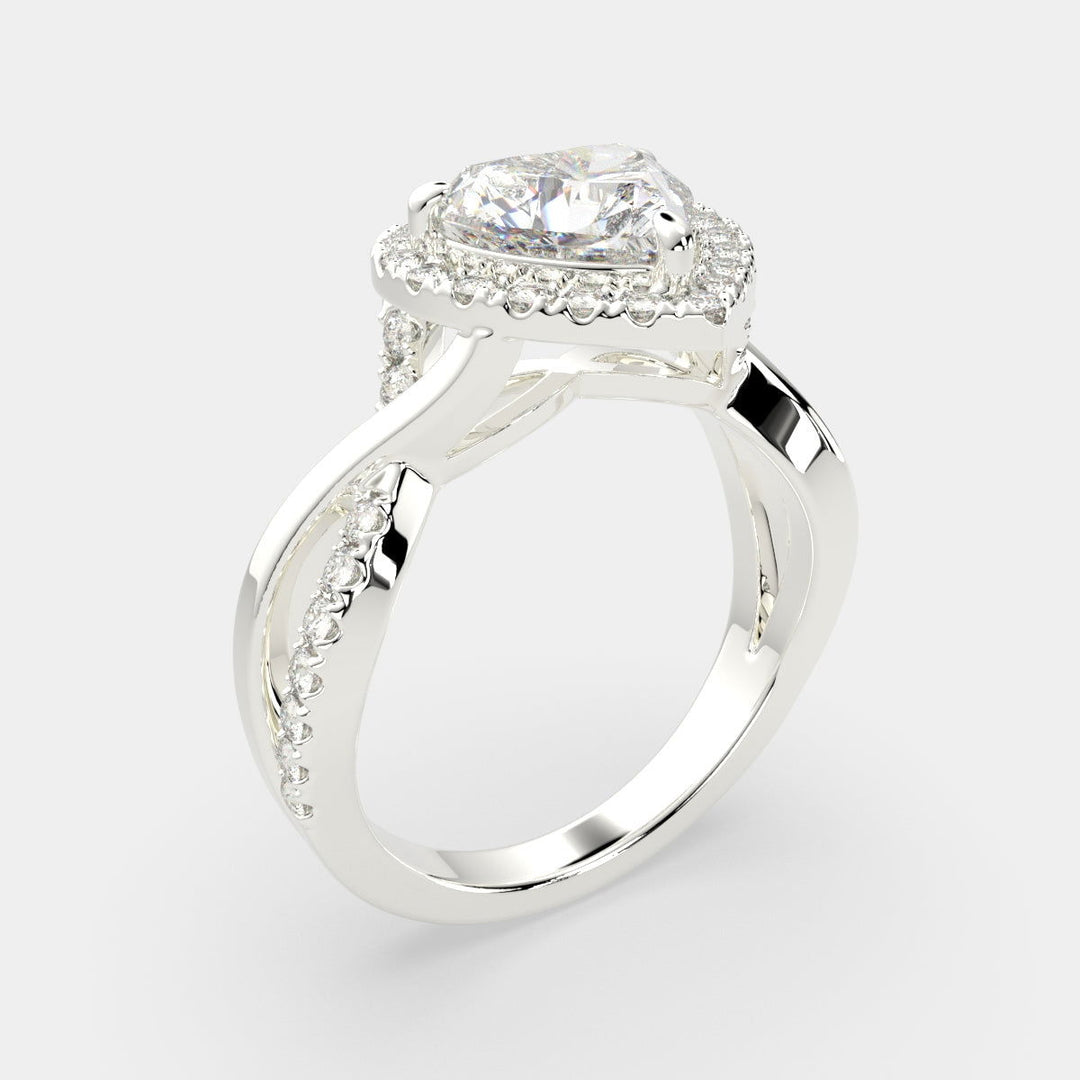 Celestina Heart Cut Halo Pave Split Shank Engagement Ring Setting - Nivetta
