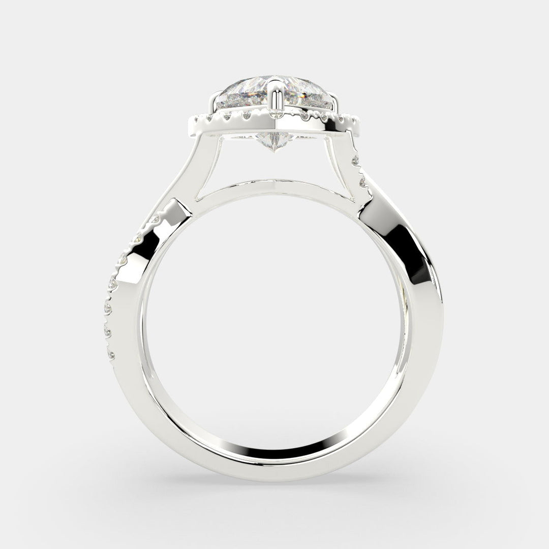 Celestina Heart Cut Halo Pave Split Shank Engagement Ring Setting - Nivetta