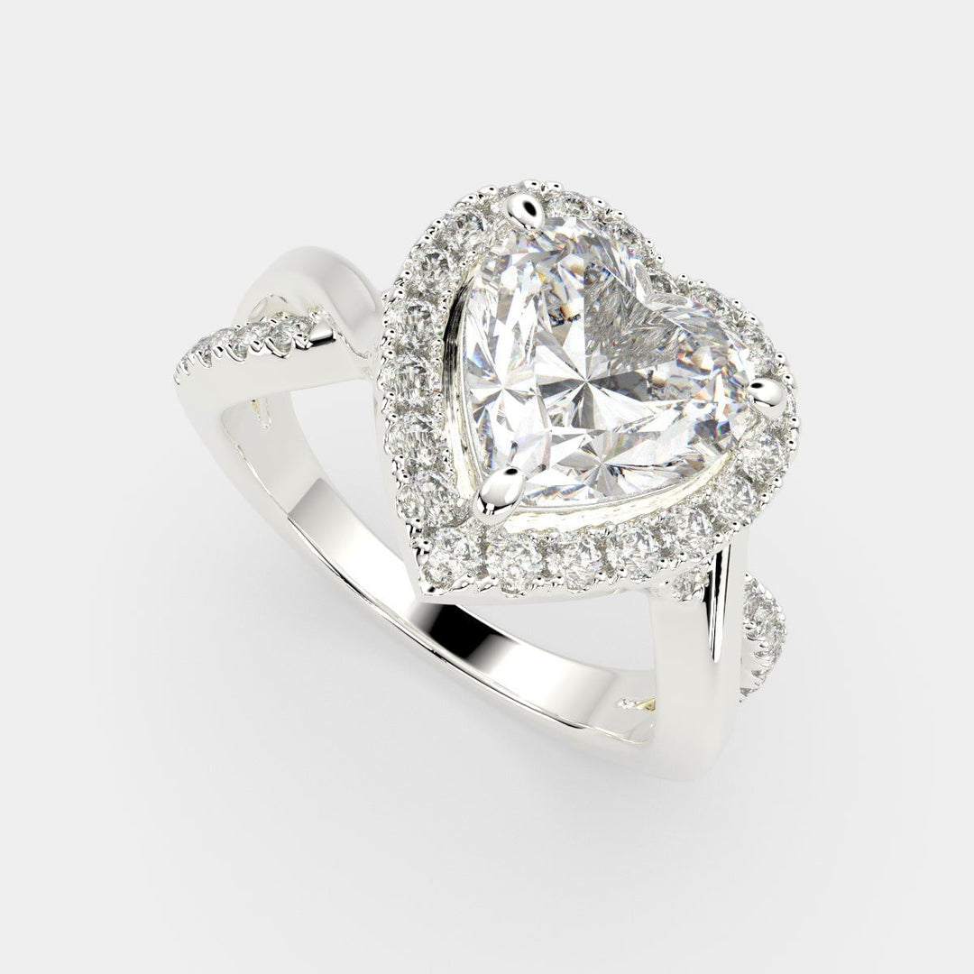 Celestina Heart Cut Halo Pave Split Shank Engagement Ring Setting - Nivetta