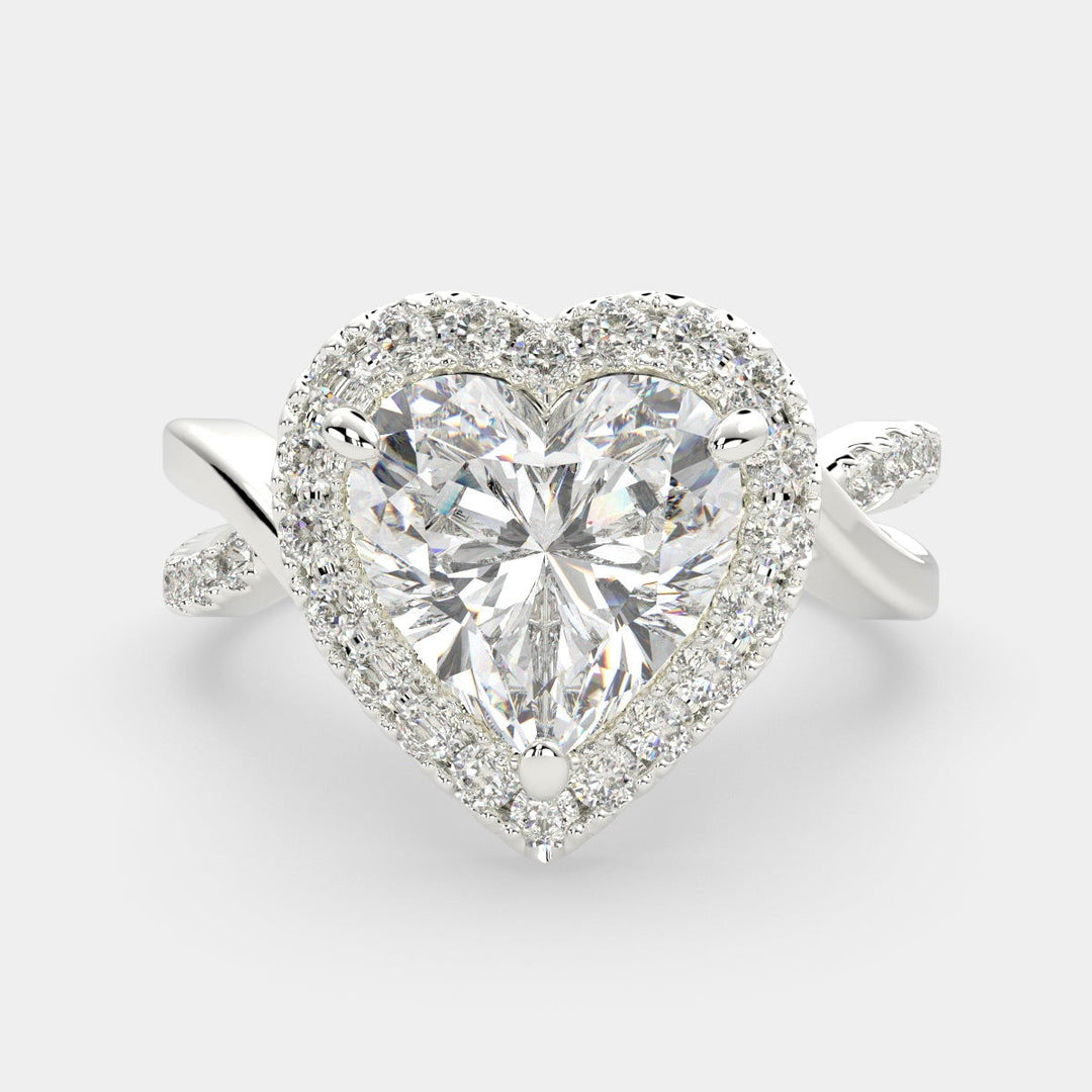 Celestina Heart Cut Halo Pave Split Shank Engagement Ring Setting - Nivetta