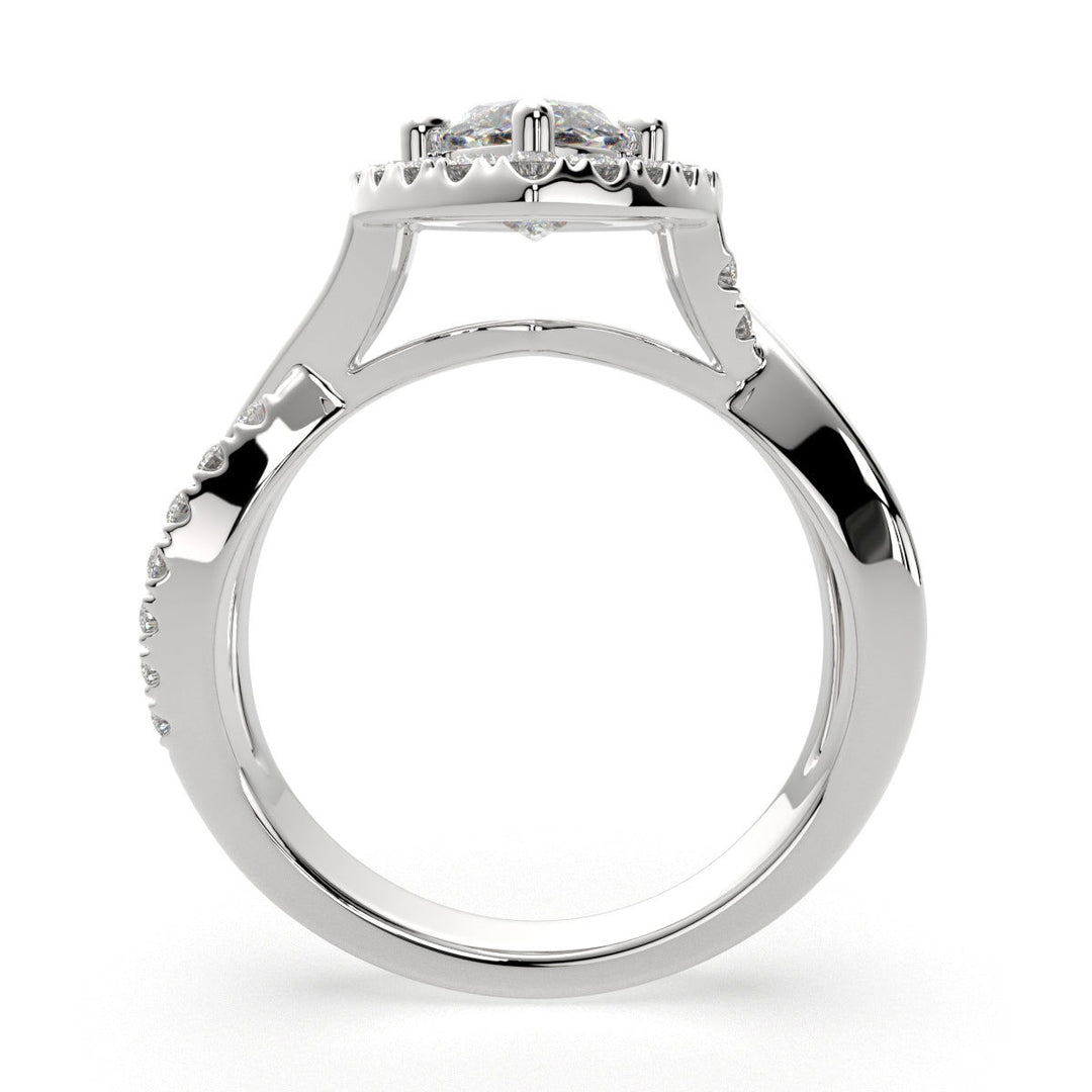 Celestina Marquise Cut Halo Pave Split Shank Engagement Ring Setting - Nivetta