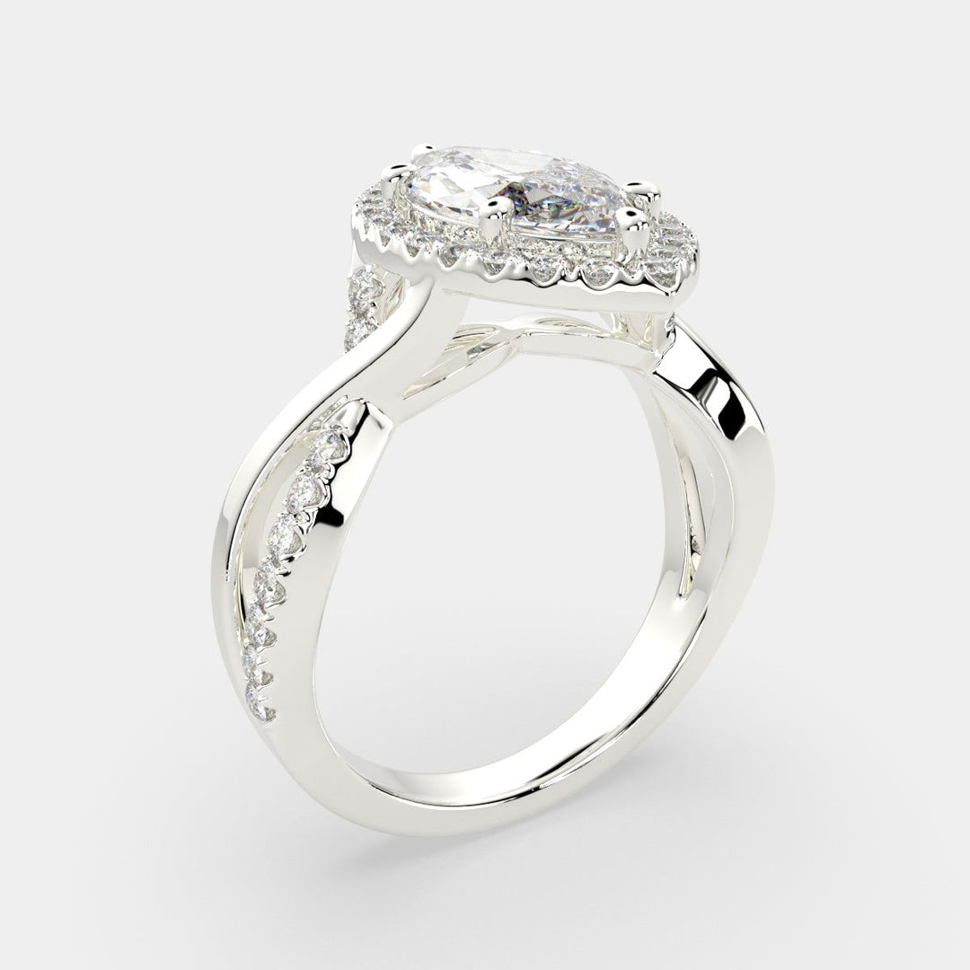 Celestina Marquise Cut Halo Pave Split Shank Engagement Ring Setting - Nivetta